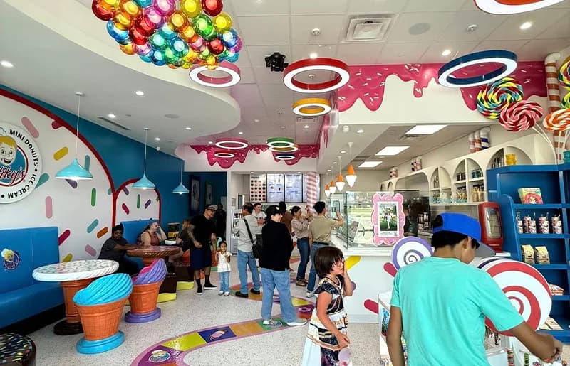 Niky's Mini Donuts colorful store interior